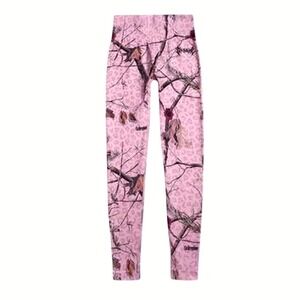 Civil regime Concrete Forest Baby Pink Leopard Camo Seamless Workout Leggings L